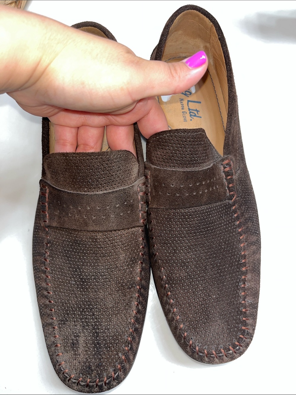 Leather Dark Brown Suede Penny Loafers